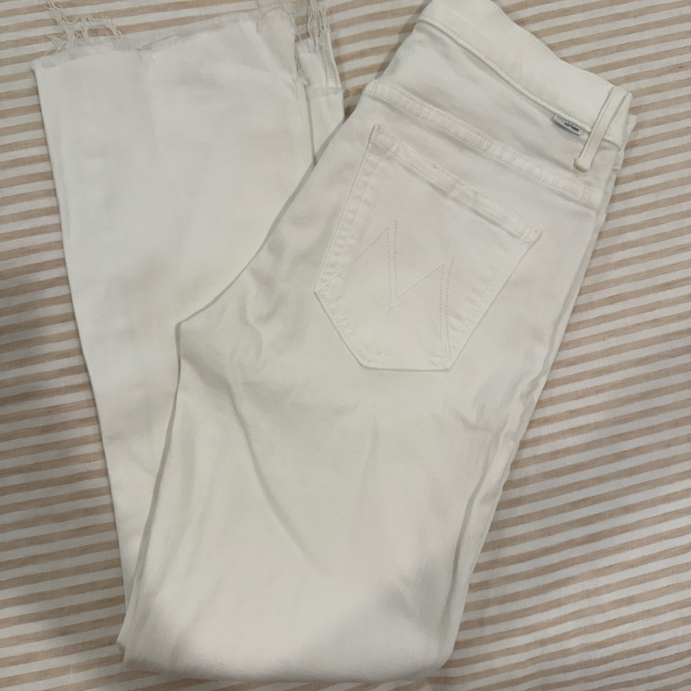 MOTHER Cream Straight Leg Jeans
